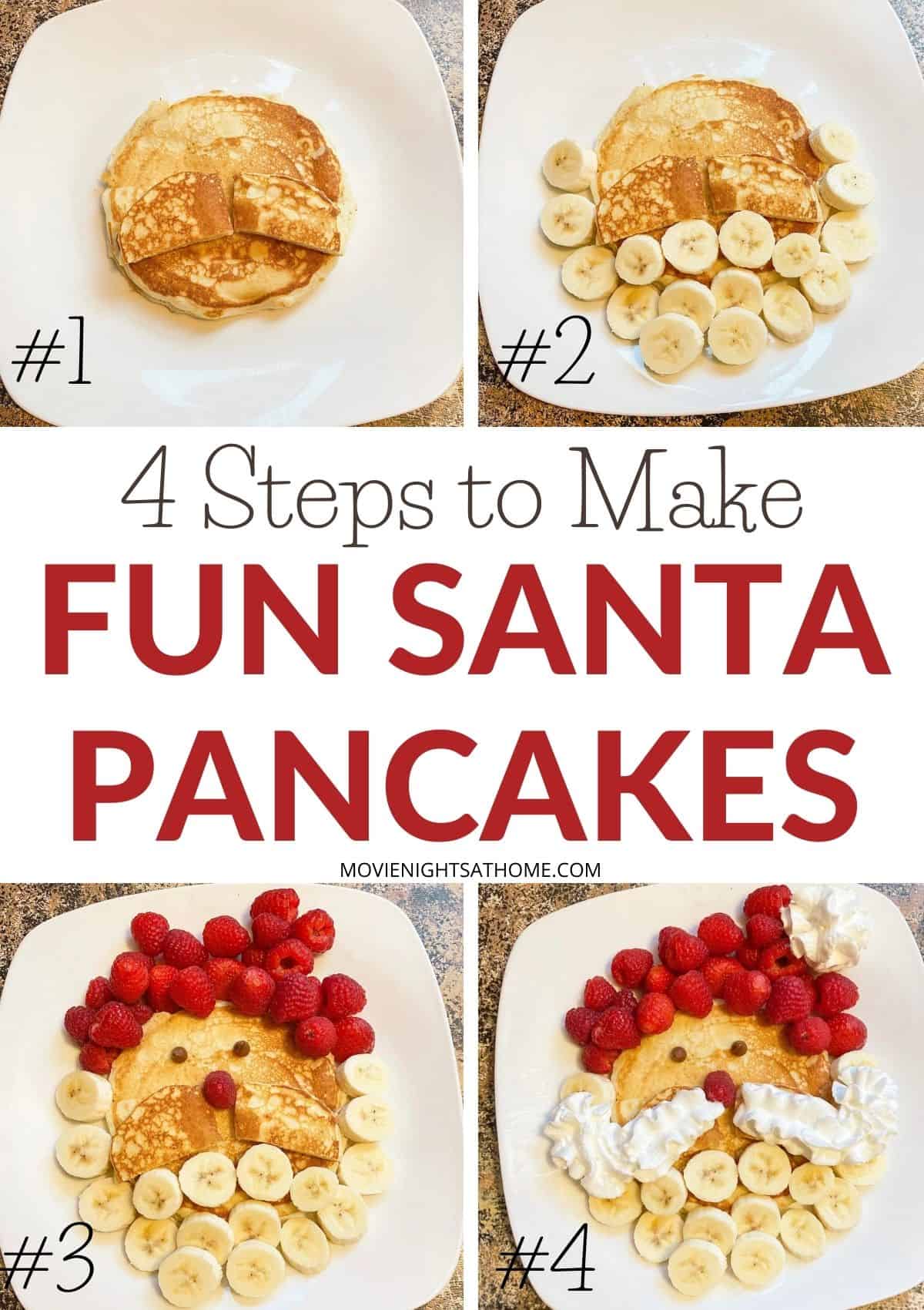 Santa Pancakes Recipe for Christmas Breakfast - Hint of Healthy