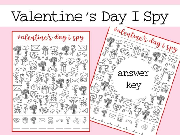 Free Valentines Day I Spy Printable Activity for Elementary School Kids