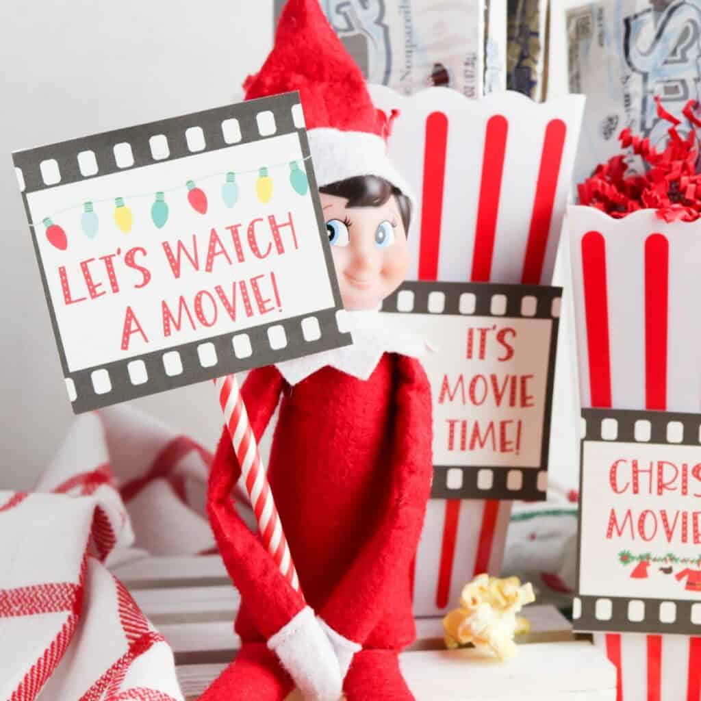 Free Elf on the Shelf DIY Props for a Christmas Movie Night