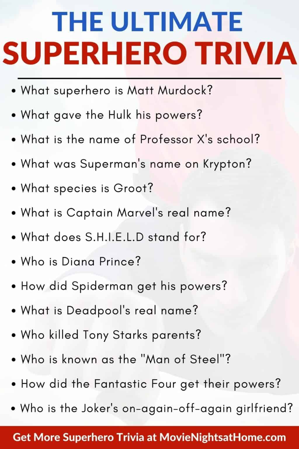 Superhero Trivia Questions and Answers (Marvel & DC)