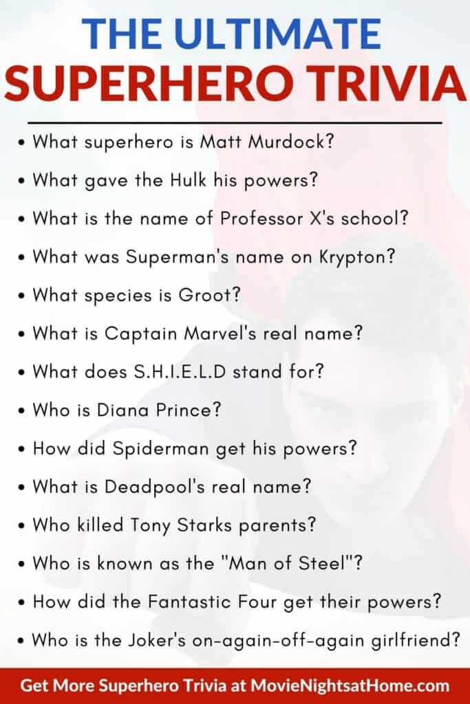 Superhero Trivia Questions And Answers (Marvel & DC)